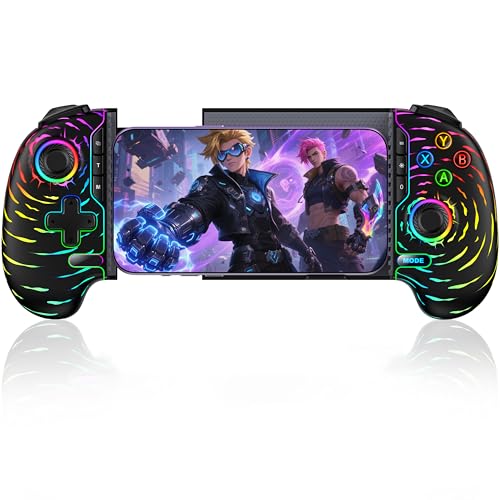 Mobile Game Controller for iPhone/Android with Hall Joystick, Wireless Phone Controller with Phone Case Support, Compatible with Xbox Game Pass, Steam Link, Call of Duty, Minecraft, Roblox - color: Black Cloud Crack
