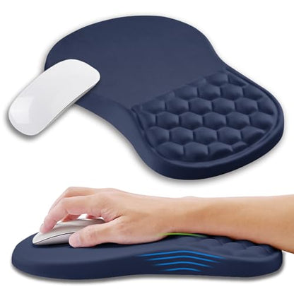 Ergonomic Mouse Pad Wrist Support with Memory Foam Massage Bulge, Carpal Tunnel Pain Relief Mousepad Wrist Rest for Mouse(12x8 inch, Dark Blue) - color: Kg026-dark Blue