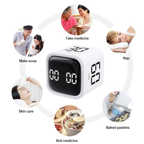 Productivity Cube Timer, Time Management, Gravity Sensor Flipping LED Display 4 Preset Time Dual Modes Time Management Countdown Cooking Student Study Mini Digital Timer Black - color: Black