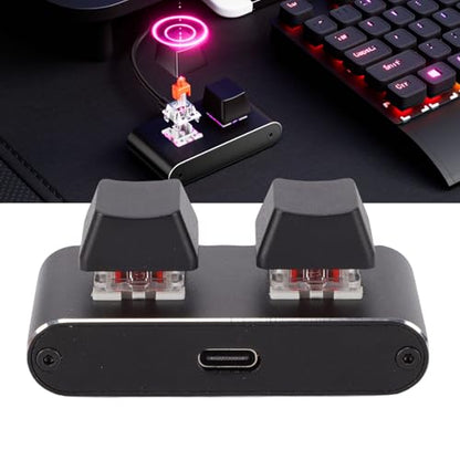 Programmable 2 Key Mechanical Keyboard, Aluminum Alloy USB Macro Keypad with Red Switches for Gaming Productivity, Custom Shortcut Keys, Hot Swappable One Handed Design