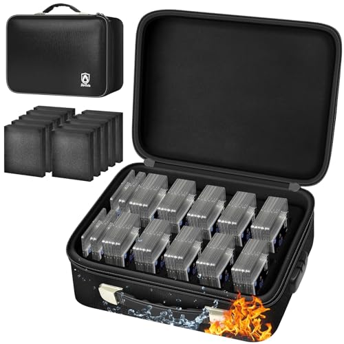 Fireproof & Waterproof Graded Card Box with Lock for PSA and BGS | Also for CGC, for ISA, for SGC, for HGA, for GMA and for FGS; 14 Foam Slots and a Combination Lock Secure Slabs, Case Only