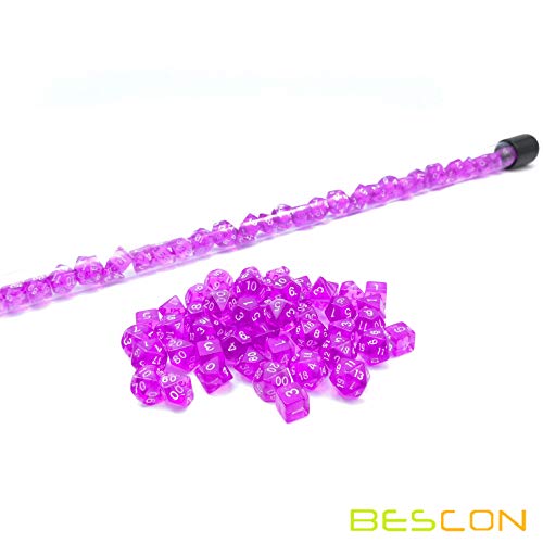 Bescon 49pcs Gem Purple Mini Polyhedral Dice Set in Long Tube, Gem Mini Role Playing Polyhedral Dice 7X7pcs, Long Stick Set - color: 7x7 49pcs Gem Purple Tube