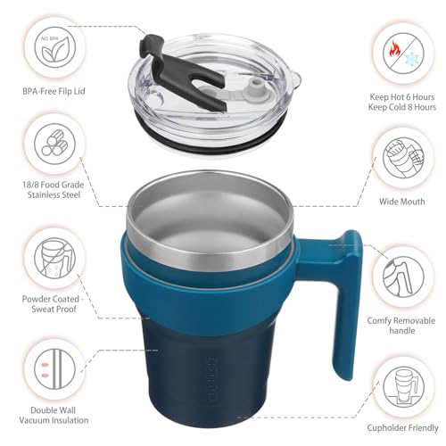 BJPKPK 10 oz Mini Tumbler with Lid, Straw & Handle, Insulated Steel Cup | Small, Spill Proof, Leak Proof, Thermal, Double Wall Vacuum, Sweatproof, Dishwasher Safe, BPA Free, Indigo Black - color: Indigo Black, size: 10 Ounces