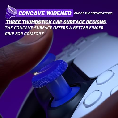 eXtremeRate ThumbsGear V3 Interchangeable Ergonomic Thumbsticks for PS5 Controller, Replacement Analog Thumb Sticks for PS4 Controller - 4 Height Adjustable Convex & Concave Grip Joysticks - Blue - color: Blue