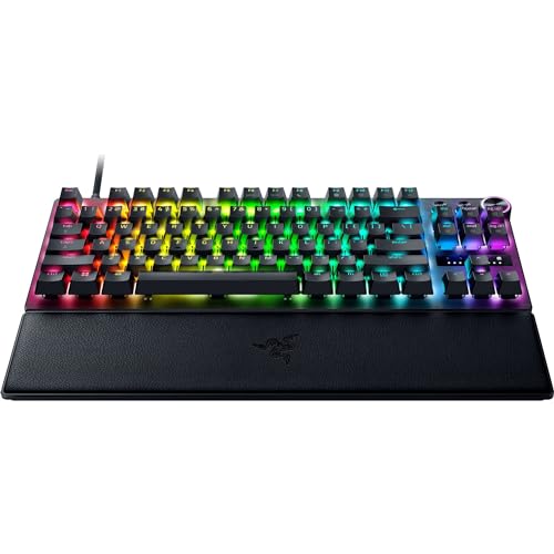 Razer Huntsman V3 Pro TKL Esports Gaming Keyboard: Analog Optical Switches - Razer Snap Tap - Rapid Trigger - Adjustable Actuation - Media Keys & Dial - Doubleshot PBT Keycaps - Wrist Rest - Black - color: Black, size: TKL, style: 1000 Hz Polling
