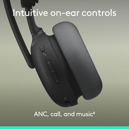 Logitech Zone Wireless 2 ES Noise Canceling Headset - Black | Noise-canceling wireless headset, adaptive hybrid ANC, Bluetooth connectivity - color: Black, style: Wireless