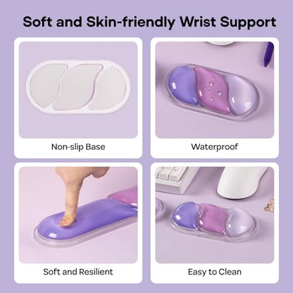 EPOMAKER CloudGel Wrist Rest for Keyboard and Mouse, 2 Pieces | Silicone Wrist Support, Anti-Slip Rubber Bottom, Ergonomic Design, Suitable for Office/Computer/Laptop/Gaming (Purple) - color: Purple