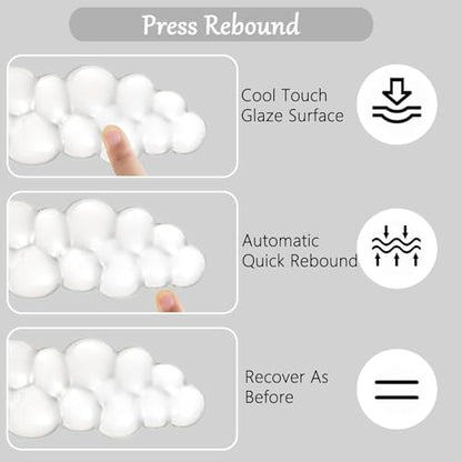 Gel Cloud Keyboard and Mouse Wrist Rest Set Cloud Silicone Clear Mouse Pad with Wrist Rest Extended Frosted Desk Mat Pad Acrylic Coaster Ergonomic Cute Wrist Pad for Computer Keyboard and Mouse 4PCS - color: 4pcs Clear Cloud White