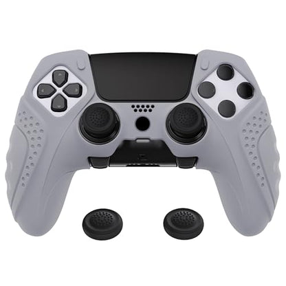 PlayVital Guardian Edition Anti-Slip Ergonomic Silicone Cover Case for ps5 Edge Controller, Soft Rubber Protector Skin for ps5 Edge Wireless Controller with Thumb Grip Caps - Metallic Gray - color: Metallic Gray