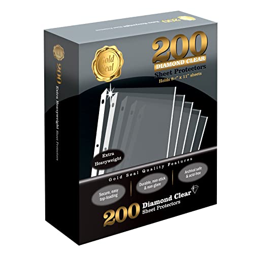 GOLD SEAL 200 Count Diamond Clear Extra Heavyweight Sheet Protectors, 4 mils Strong,8.5 x 11, Top Load, 200 Boxed Sheet Protectors - size: 200 pack