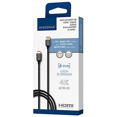 INSIGNIA 1.8 m (6 ft.) DisplayPort/HDMI Cable (NS-PD06502-C) - size: 6 ft, style: Displayport to HDMI Cable (6 ft)