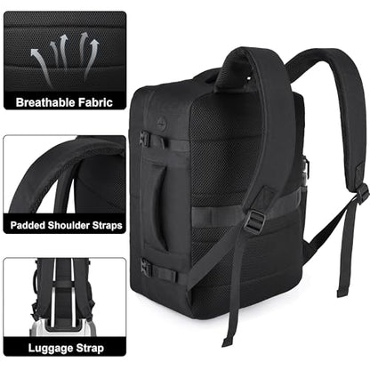 HILOMON Black Travel Backpack for Men Women, TSA Approved Personal Item Size fit for 18x14x8 Under Seat Backpack for Airplanes 15.6inch Laptop 30L Luggage Carry On Bag
