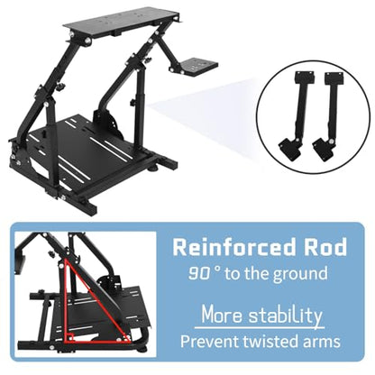 Anman Racing Wheel Stand PRO Fit for Logitech G27 G29 G920,for Fanatec,for Thrustmaster Adjustable Height Gaming Steering Wheel Mount Racing Simulator Cockpit Foldable Without Pedal and steering Wheel