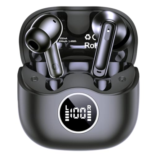 xinwld Adaptive Hybrid Active Noise Canceling 2026 Wireless Earbuds, 6 Mics ENC Clear Call Ear Buds, Hi-Res Audio Deep Bass Bluetooth 5.4 Headphones, 40H, LED, for Sports Running Gym Workout, Black - color: Black