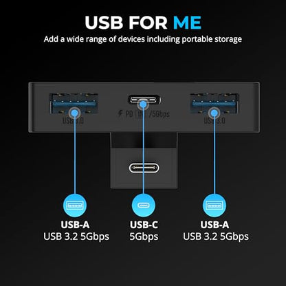 SABRENT USB-C 3-Port Gaming Hub for Steam Deck, PD (HB-STDK) | 5Gbps USB 3.2; dual USB-A ports; PD charging; compact; for Steam Deck & handhelds