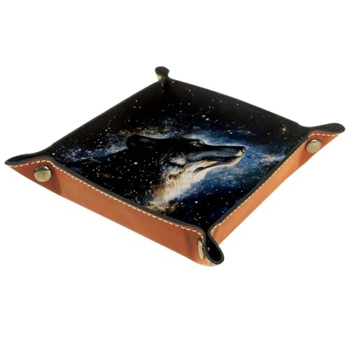 Dice Trays Wolf Galaxy Holder Storage Box for Dice Games Like RPG DND, Leather Dice Holder Portable Folding Rolling Dice Tray, 16x16cm - color: Multi 7