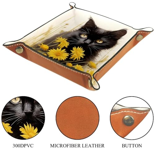 Black Cat Yellow Daisy Dice Tray Dice Rolling Tray Folding Dice Holder for Dice Games, Like RPG, DND and Other Table Games - color: Multi 13