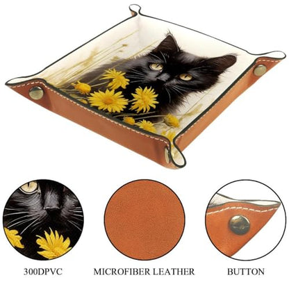 Black Cat Yellow Daisy Dice Tray Dice Rolling Tray Folding Dice Holder for Dice Games, Like RPG, DND and Other Table Games - color: Multi 13
