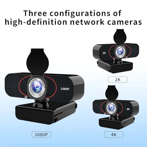 Webcam for pc, Camera for Computer/Laptop/Light Correction/Microphone, Web cam for Streaming/Gaming/Online Classes/Conferences/Video Callings,Updated HD 4K Webcam - style: Updated 4K-GQ