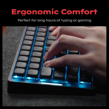 IQUNIX MQ80 Low Profile Mechanical Keyboard for Work and Gaming Tri Mode Wireless Wired CNC Aluminum Hot Swappable RGB Backlit Long Battery Life VIA Support (Black) - style: Shadow Black