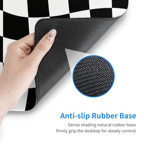 Gaming Mouse Pad, Large Black White Checkered Mousepad Laptop, Extended Mouse Mat, Long XL Waterproof Keyboard Pads, Big Non-Slip Mousepads for Game Office Home, 31.5 x 11.8 in - color: Black White Checkered