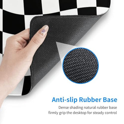 Gaming Mouse Pad, Large Black White Checkered Mousepad Laptop, Extended Mouse Mat, Long XL Waterproof Keyboard Pads, Big Non-Slip Mousepads for Game Office Home, 31.5 x 11.8 in - color: Black White Checkered