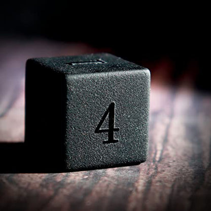 Haxtec Obsidian Stone Dice Set Black Raised Number Natural Gemstone Dice Compatible with Dungeons and Dragons Role Playing Games DND Gift - color: Black Gold