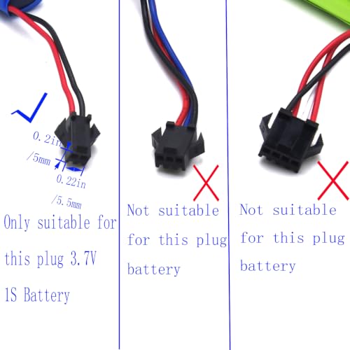 Blomiky 2 Pack 3.7V 0.5A Lithium Battery Charge Cable with SM-2P Black Plug for Some Kind of Mini RC Amphibious Stunt Car Boat Trucks 1S Li-ion and Li-Po Battery / 3.7V USB 2