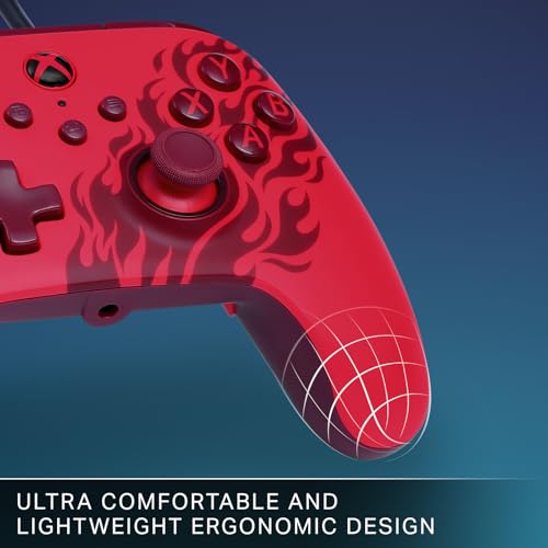 PowerA Advantage Wired Controller for Xbox Series X|S - Red Flame, gamepad, hall effect thumbsticks, gaming controller, USB-C, Works with Xbox One, Officially Licensed - style: Red Flame