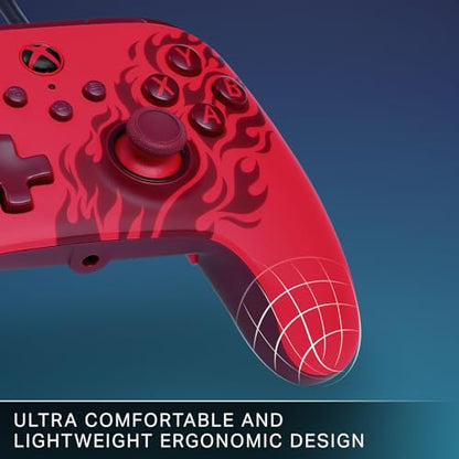 PowerA Advantage Wired Controller for Xbox Series X|S - Red Flame, gamepad, hall effect thumbsticks, gaming controller, USB-C, Works with Xbox One, Officially Licensed - style: Red Flame