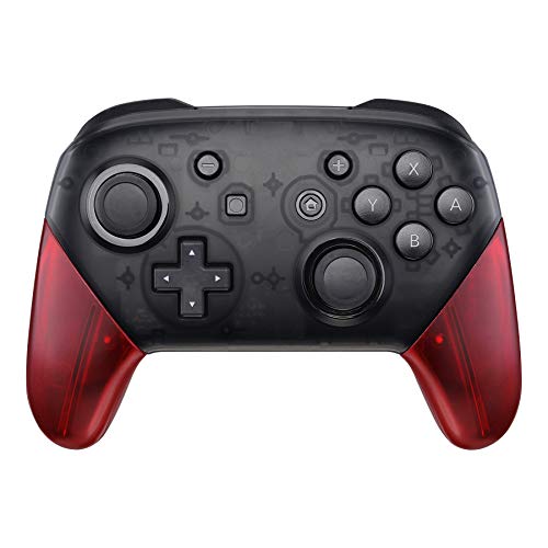eXtremeRate Transparent Clear Red Replacement Handle Grips for Nintendo Switch Pro Controller, DIY Hand Grip Shell for Nintendo Switch Pro - Controller NOT Included - color: Clear Red