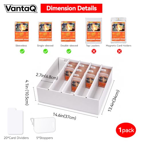Trading Card Storage Box with Dividers 5 Row for TCG MTG Sport Cards | With Dividers & Stoppers, 5400+ Count, Precision-fit for sleeved cards, Dust & water resistant, Odor-free, Stackable sturdy