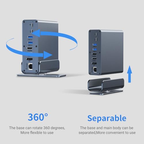 Docking Station for Asus TUF Gaming A17 A18 A15 A14 F15 F17 Dash 15 F15 Gaming Laptop,15-in-1 USB C with 360 ° Rotating Base, 2 * 4K HDMI and 1*DP, 10Gbps USB Port Transfer, RJ45, Audio, SD/TF