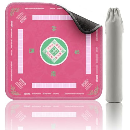 2F22E Mahjong Mat, Noise Reduction Non-Slip Mahjong Mat for Table, 32.4 * 32.4 Inch Mahjong Table Mat for Poker, Board Games Table Mat, Card Games, Tile Games, Dominoes (Pink) - color: Pink