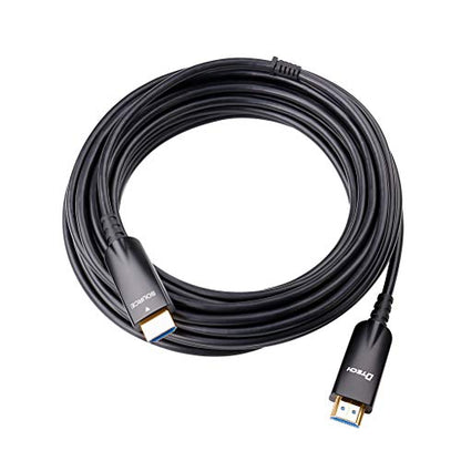 DTECH 25ft Fiber Optic HDMI Cable 4K 60Hz 1080p HD Video 3D ARC HDCP CEC High Speed Long Cord for Computer Monitor TV Projector (25 Feet, Black) - size: 25ft