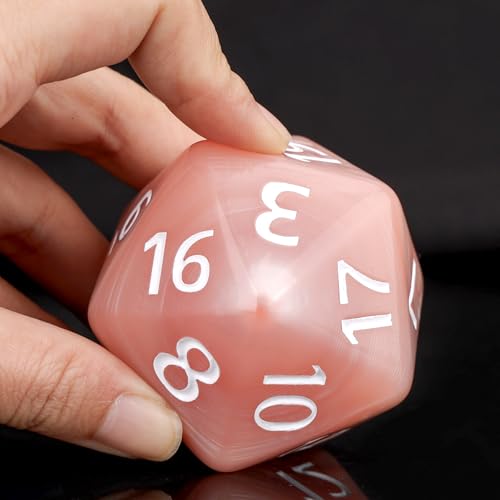 20 Sided DND Dice,D20 Giant Polyhedral Dice,55mm Titan Large Pearl Color D20 Dice,20 Sided Cube D&D Dice Set for Dungeons and Dragons, RPG, MTG Table Games(Beige Pearl) - color: D-20 Beige