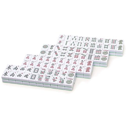 YMI "Jade Horizon" American Mahjong 166 Medium Melamine Tiles-Only Set | 166 engraved white melamine tiles with striped backs. Refined tiles-only set for American Mahjong players who own accessories - color: Jade