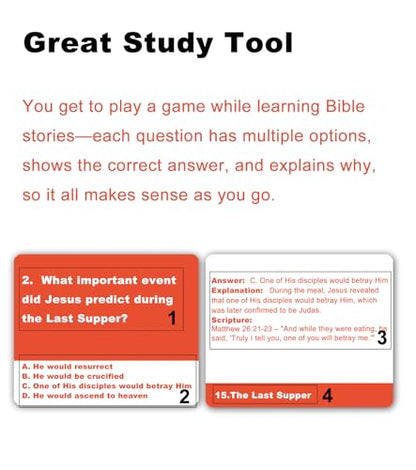 Docdeer 192 Bible Story Trivia Quiz Question Game Cards | 20 Famous Bible Story | Relay Trivia Board Games | Bible Study & Biblical Knowledge Trivia Cards | Christian Gifts for Women Men & Families