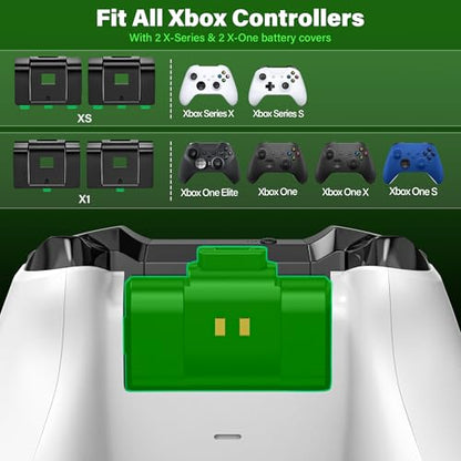 Rechargeable Controller Battery Pack for Xbox,2x4800mWh(2000mAh) Batteries Pack with USB-C Charging Cable for Xbox Series S|X/X-box One S/X/ Elite Remote Play and Charge Kit with 4 Cover(2 Pack) - color: Black