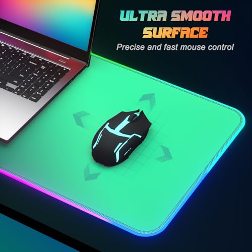 ITNRSIIET RGB Gaming Mouse Pad Full Desk XL Extended Large Gaming Mousepad 12 Lighting Modes, 30% Thicker, Big LED Desk Mat for Keyboard Men Gamers Esport Pros, 32" x 12",Gradual Green - color: Z-gradual Green