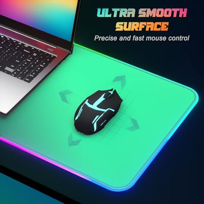 ITNRSIIET RGB Gaming Mouse Pad Full Desk XL Extended Large Gaming Mousepad 12 Lighting Modes, 30% Thicker, Big LED Desk Mat for Keyboard Men Gamers Esport Pros, 32" x 12",Gradual Green - color: Z-gradual Green