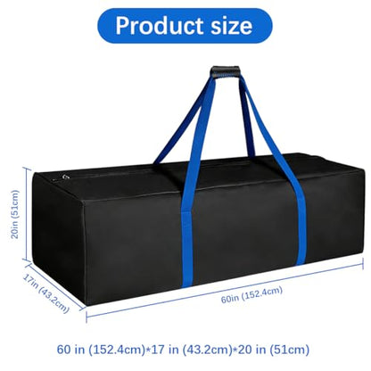 Sports Duffle Bag, 60 Inch Extra Large - Heavy Duty for Travel Gym Camping | 600D PU fabric, reinforced stitching & dual-zipper top. Padded suitcase-style grab handle. Wide blue webbing trim. - size: 60-inch