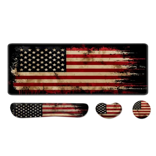 Desk Pad and Keyboard Wrist Rest, Large Mouse Pad + Keyboard Pad+Mouse Wrist Support, Non-Slip Desk Mat Protector for Office, Home 31.5×11.8 Inches National Flag - color: National Flag