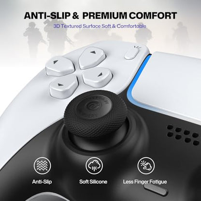 NEWDERY Thumb Grips for PS5/PS4 Controllers | 3 Height Options for Enhanced Precision & Control, Anti-Slip Silicone Caps, Compatible with PS5/PS4 Controllers, Black, 12PCS