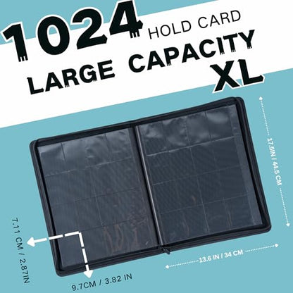 1000+ Pockets Trading Card Binder, 16-Pocket Card Ablum Compatible with MTG,Sports Cards & Other Standard Size Trading Cards (LIGHT BLUE) - color: LIGHT BLUE