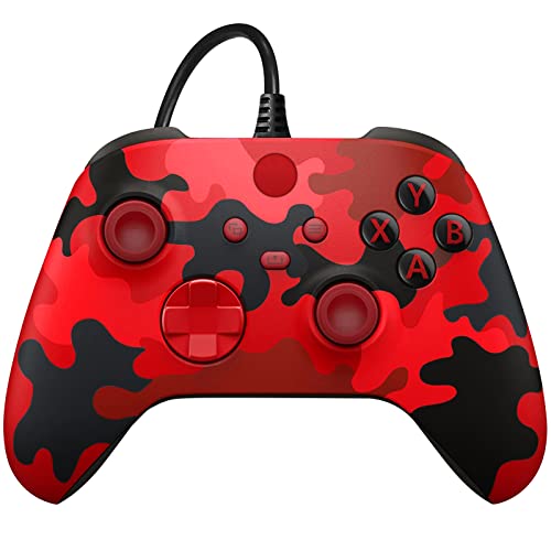 Replacement for Xbox One Controller Wired Compatible with Xbox One/Series/Windows, Xbox Series x/s Controller Wired with Custom Mapping&Share Button - color: Camo Red