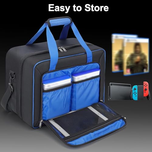 GDNasist Carrying Case Compatible with PS5/PS5 Pro/PS5 Slim | Travel Thickened Protective Bag Compatible with Playstation 5 Console, Headset, PS5 Controller, Game Discs and Accessories - color: Black
