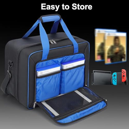 GDNasist Carrying Case Compatible with PS5/PS5 Pro/PS5 Slim | Travel Thickened Protective Bag Compatible with Playstation 5 Console, Headset, PS5 Controller, Game Discs and Accessories - color: Black