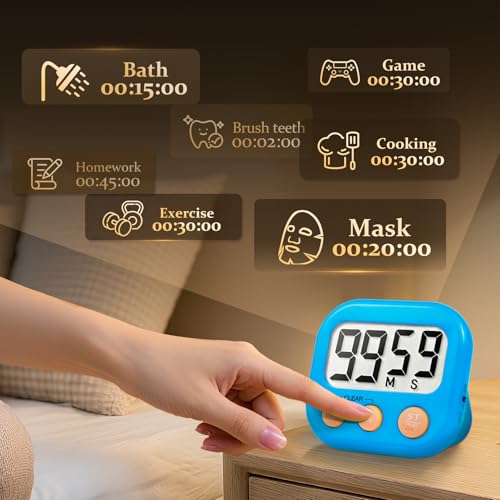 6 Pack Digital Kitchen Timer Small Classroom Timers for Kids Teachers (Blue&White) - color: Blue&white