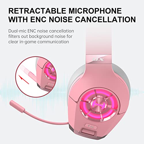 Edifier Hecate GX Hi-Res Gaming Headset for PS4/ PS5/ PC/Switch/Xbox Gamepad - USB/Type-C/3.5mm Wired Gaming Headphones with Microphone RGB Lighting - ENC Noise Cancelling - 50mm Driver (Pink)